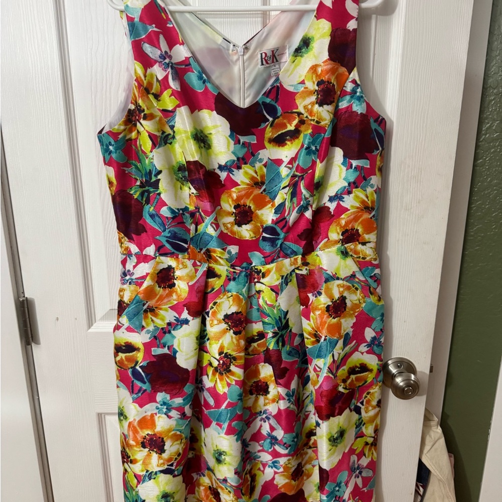 R&K Pink and Multicolor Floral Spring Dress